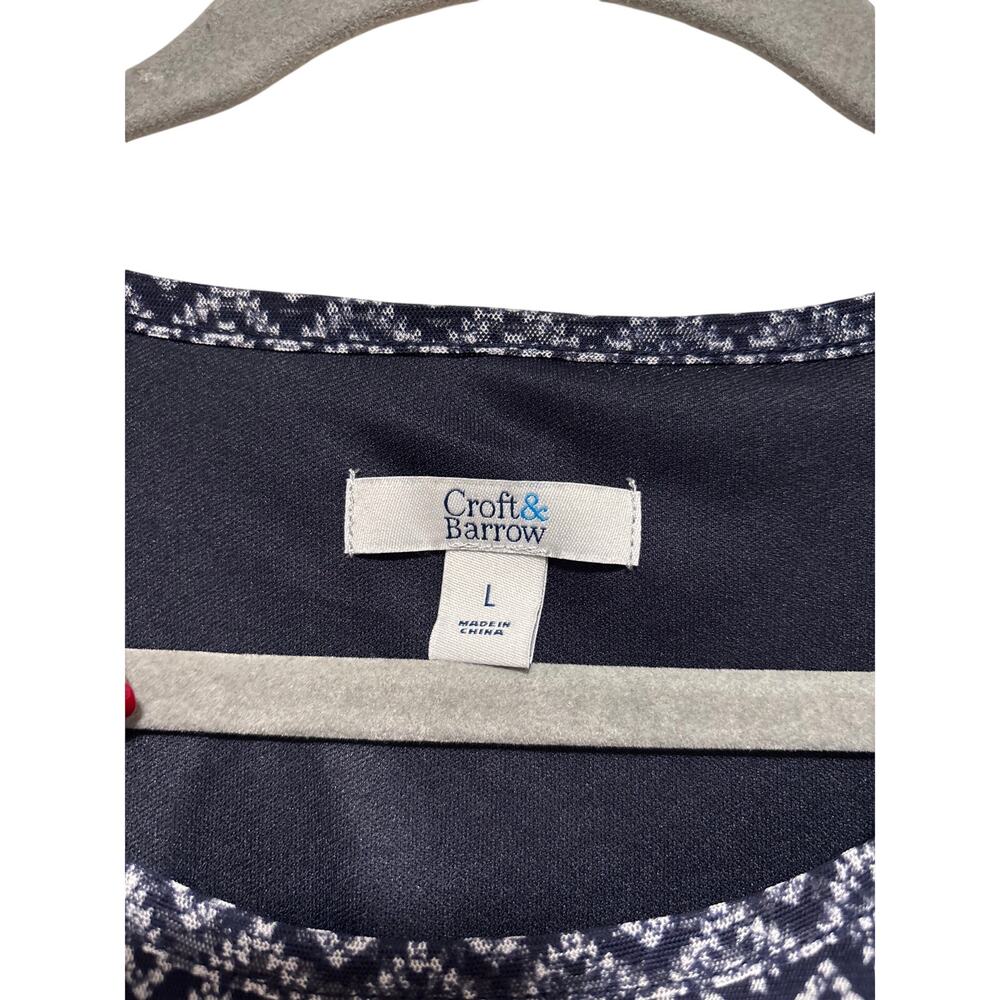 Croft & Barrow Navy Printed 3/4 Sleeve Tunic Large - Picture 3 of 9